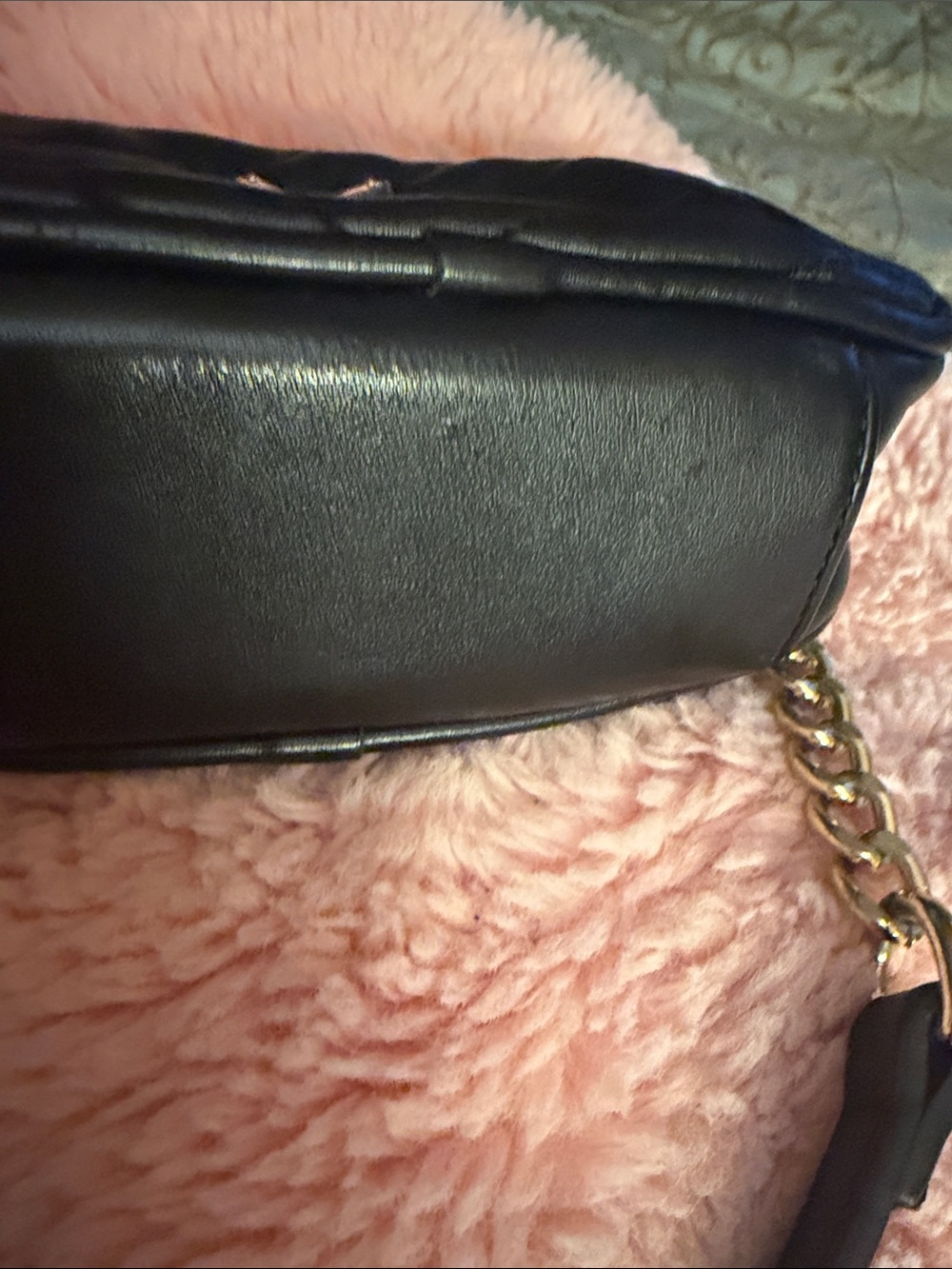 Black Quilted Crossbody with Gold Logo Hardware - Picture 4 of 8